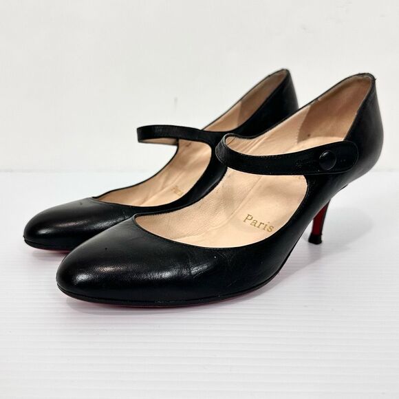 Christian Louboutin Leather Mary Jane Pumps EU 38.5 / US 8.5 Classic Luxury - Picture 5 of 16